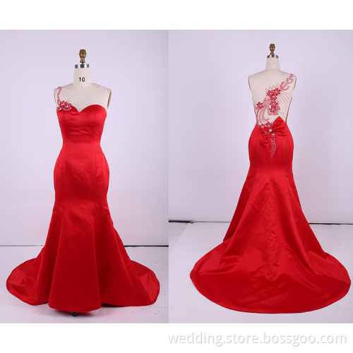 One-Shoulder Sweetheart Red Prom Dresses 2015 New Pretty Chiffon Bow back Dress